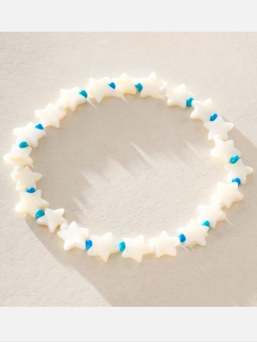 Free People Cream and Turquoise Star Anklet